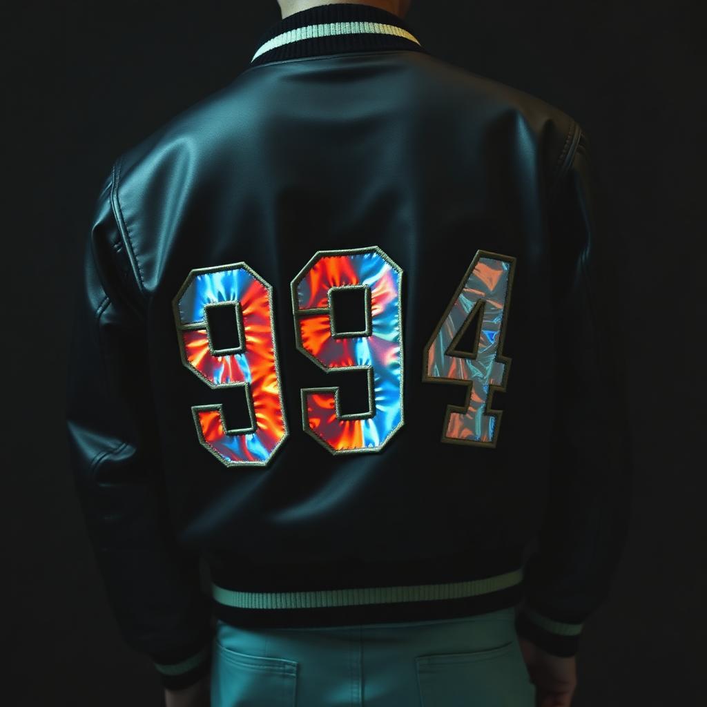 Holographic chenille varsity jacket