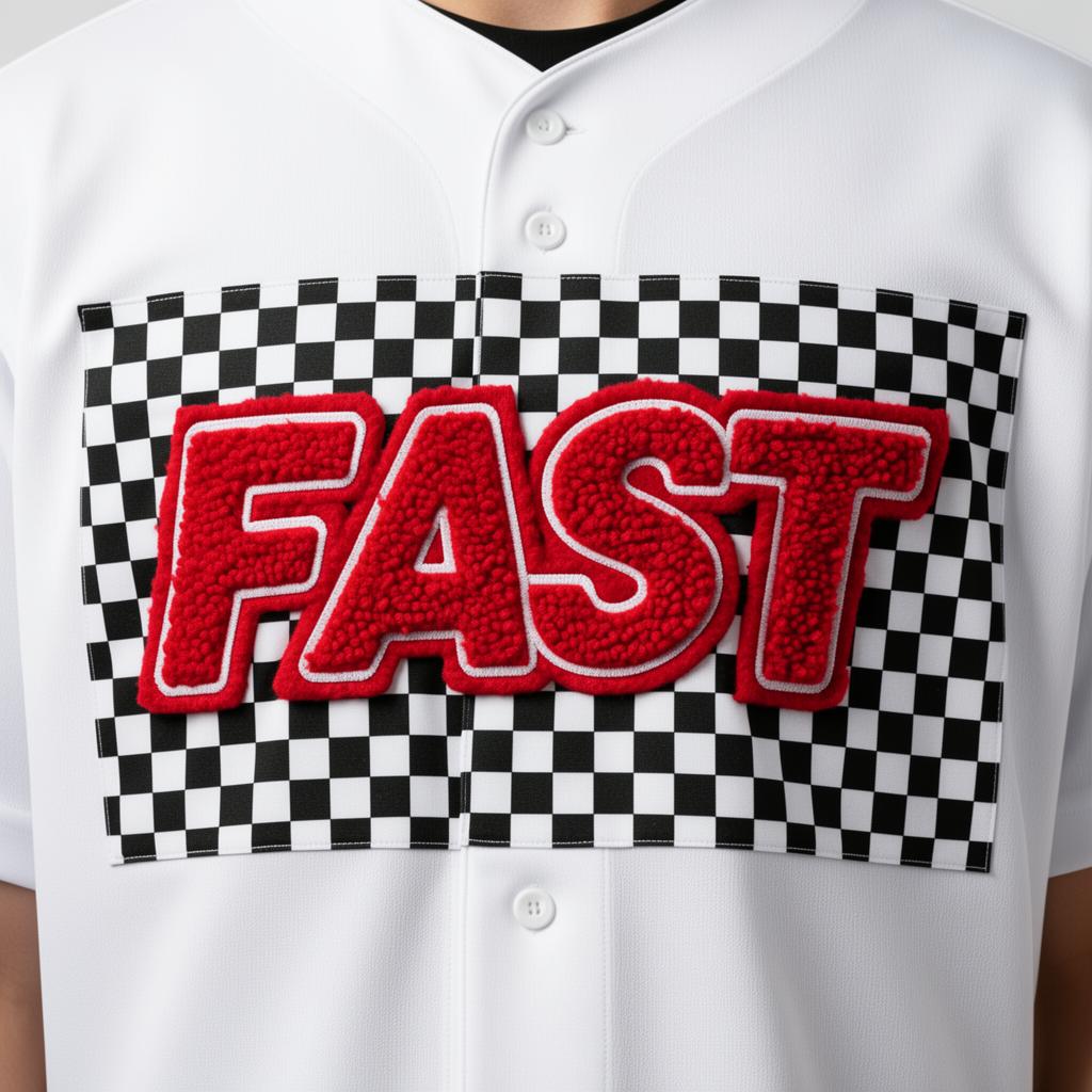 FAST chenille on checkered DTF