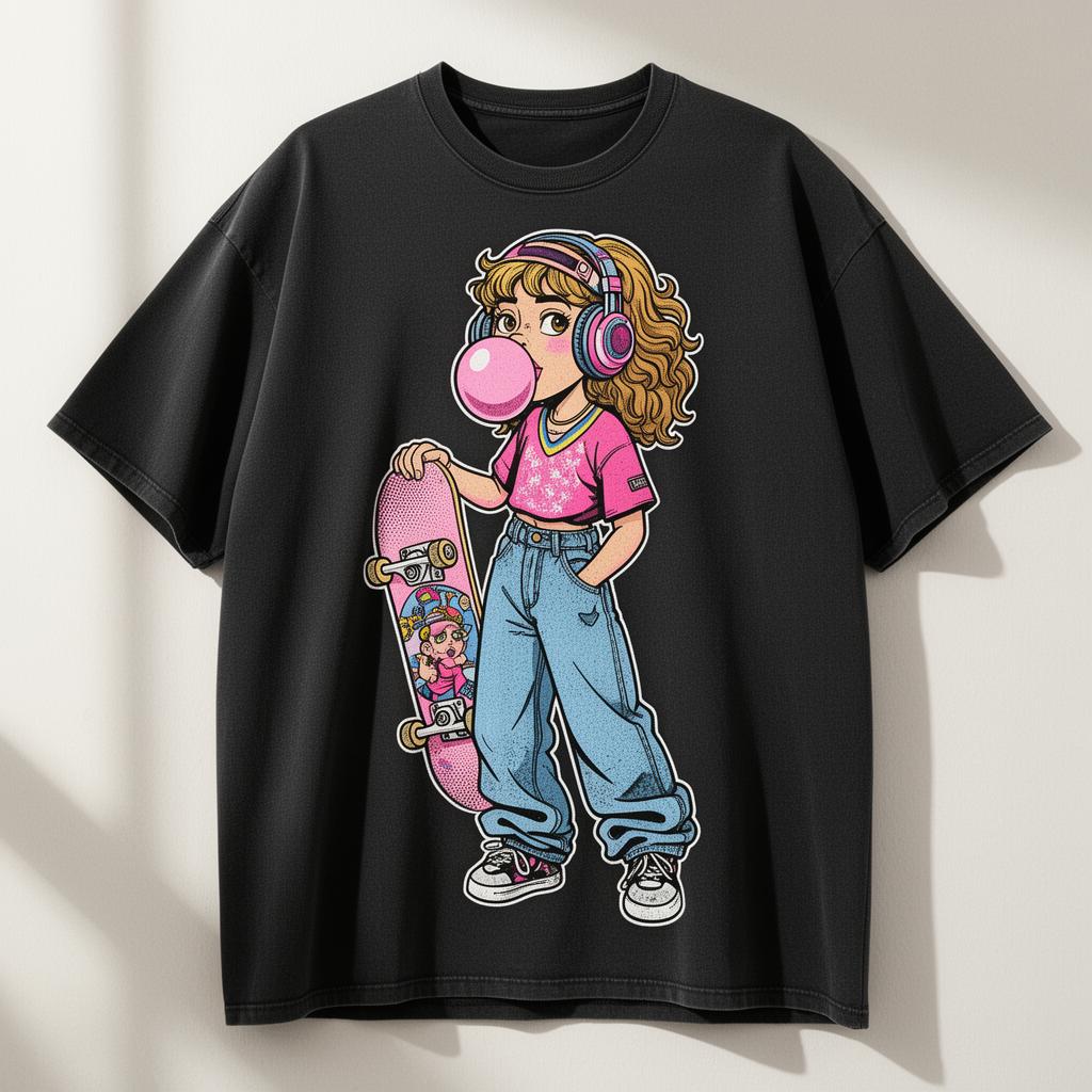 90s skater girl bubble gum tee